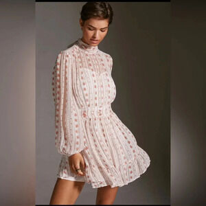 NWT Anthropologie x Let Me Be Sheer Mini Dress Size XS Floral White